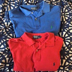 2 Polo Ralph Lauren polos blue red large